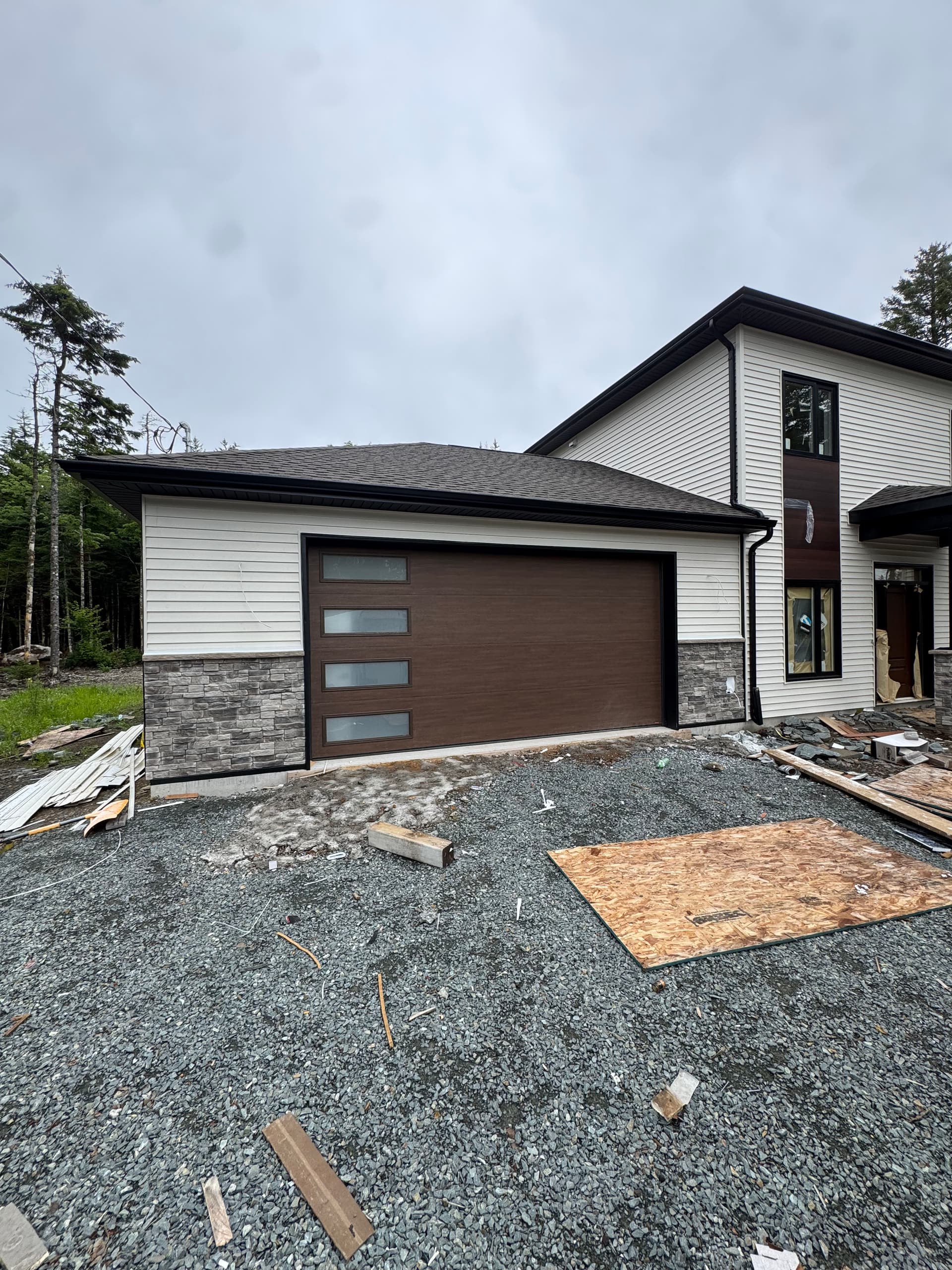 Stone Siding and Soffit Work on a New Build